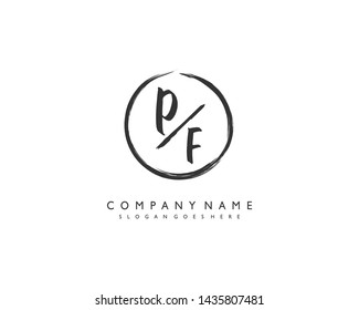 initials letter PF handwriting logo vector template