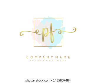 initials letter PF handwriting logo vector template