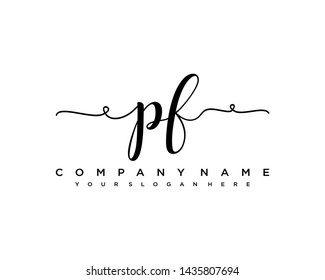 initials letter PF handwriting logo vector template