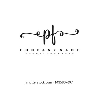 initials letter PF handwriting logo vector template