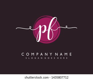 initials letter PF handwriting logo vector template