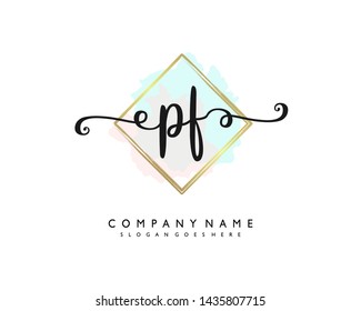 initials letter PF handwriting logo vector template