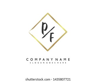 initials letter PF handwriting logo vector template