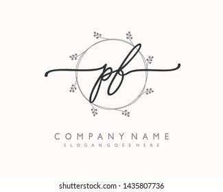 initials letter PF handwriting logo vector template