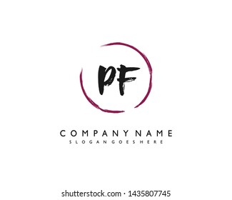 initials letter PF handwriting logo vector template