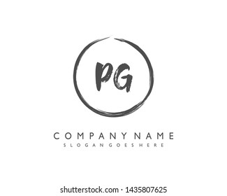 initials letter PG handwriting logo vector template