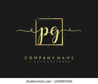 initials letter PG handwriting logo vector template