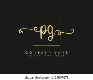 initials letter PG handwriting logo vector template