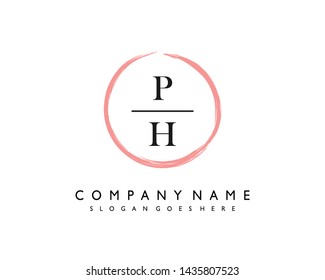 initials letter PH handwriting logo vector template