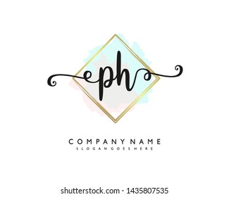 initials letter PH handwriting logo vector template