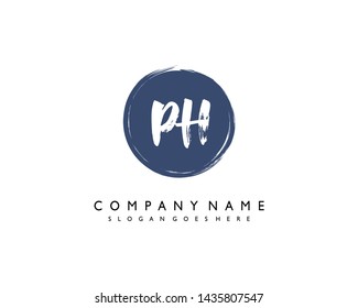 initials letter PH handwriting logo vector template