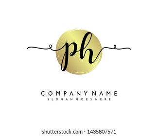 initials letter PH handwriting logo vector template
