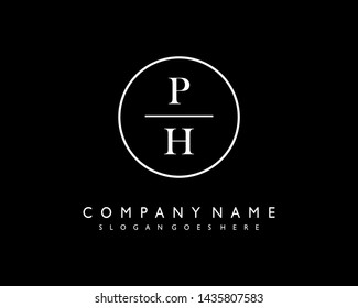 initials letter PH handwriting logo vector template