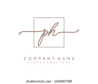 initials letter PH handwriting logo vector template