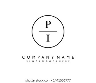 initials letter PI handwriting logo vector template