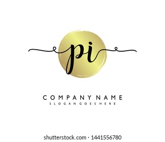 initials letter PI handwriting logo vector template