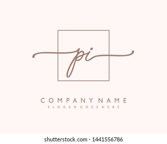 initials letter PI handwriting logo vector template