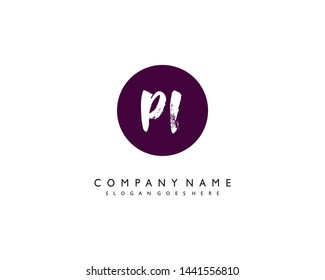 initials letter PI handwriting logo vector template