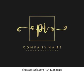 initials letter PI handwriting logo vector template