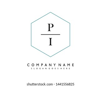 initials letter PI handwriting logo vector template