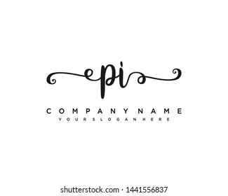 initials letter PI handwriting logo vector template