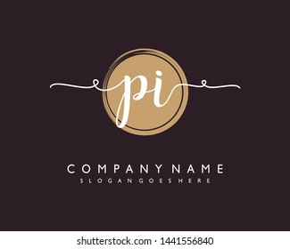 initials letter PI handwriting logo vector template