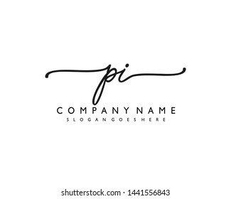initials letter PI handwriting logo vector template