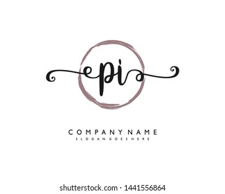 initials letter PI handwriting logo vector template