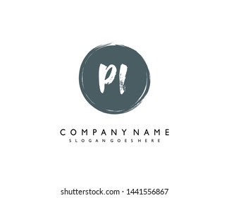initials letter PI handwriting logo vector template