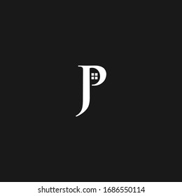 the initials letter PJ for real estate or housing logos 