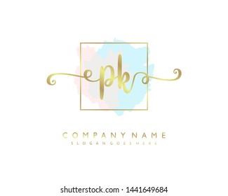 initials letter PK handwriting logo vector template