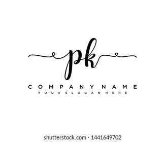initials letter PK handwriting logo vector template