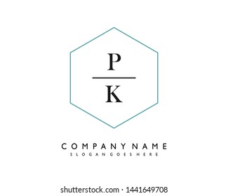 initials letter PK handwriting logo vector template