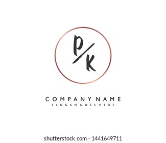 initials letter PK handwriting logo vector template