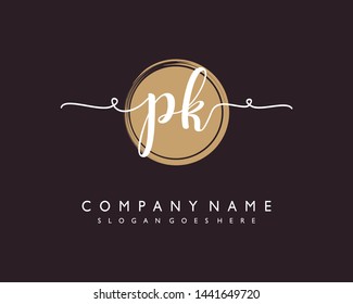initials letter PK handwriting logo vector template