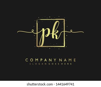 initials letter PK handwriting logo vector template