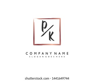 initials letter PK handwriting logo vector template