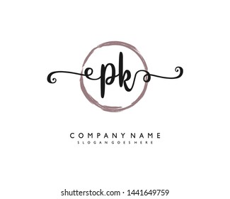 initials letter PK handwriting logo vector template