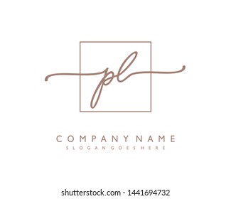 initials letter PL handwriting logo vector template