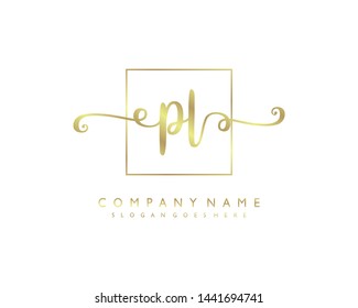 initials letter PL handwriting logo vector template
