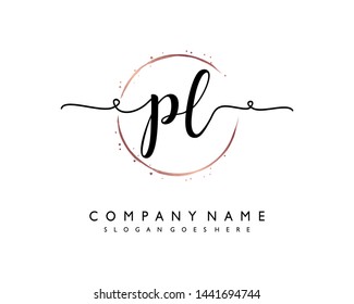 initials letter PL handwriting logo vector template