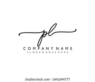 initials letter PL handwriting logo vector template