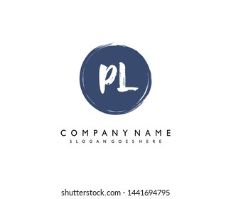 initials letter PL handwriting logo vector template