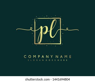 initials letter PL handwriting logo vector template