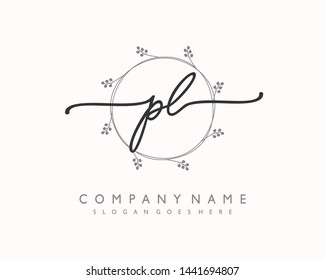 initials letter PL handwriting logo vector template