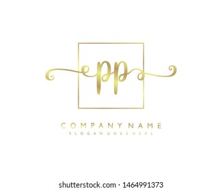 initials letter PP handwriting logo vector template