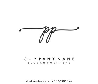 initials letter PP handwriting logo vector template