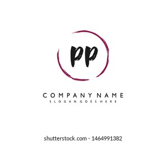 initials letter PP handwriting logo vector template