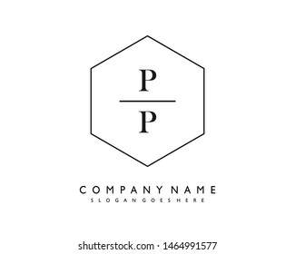 initials letter PP handwriting logo vector template