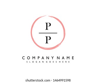 initials letter PP handwriting logo vector template